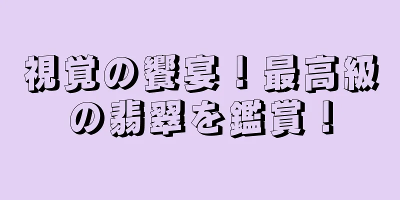 視覚の饗宴！最高級の翡翠を鑑賞！