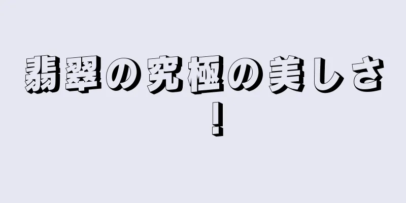 翡翠の究極の美しさ！