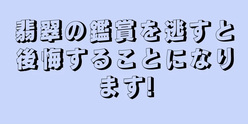 翡翠の鑑賞を逃すと後悔することになります!