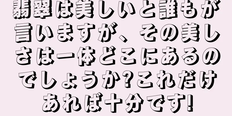 翡翠は美しいと誰もが言いますが、その美しさは一体どこにあるのでしょうか?これだけあれば十分です!