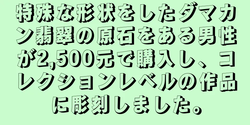 特殊な形状をしたダマカン翡翠の原石をある男性が2,500元で購入し、コレクションレベルの作品に彫刻しました。