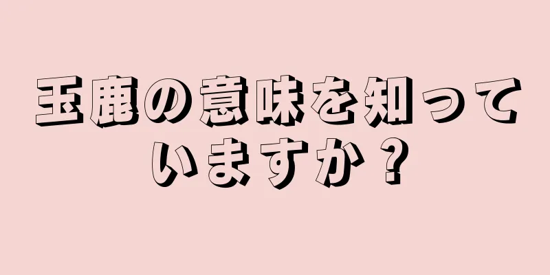 玉鹿の意味を知っていますか？