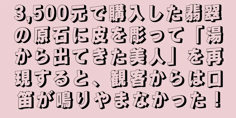 3,500元で購入した翡翠の原石に皮を彫って「湯から出てきた美人」を再現すると、観客からは口笛が鳴りやまなかった！