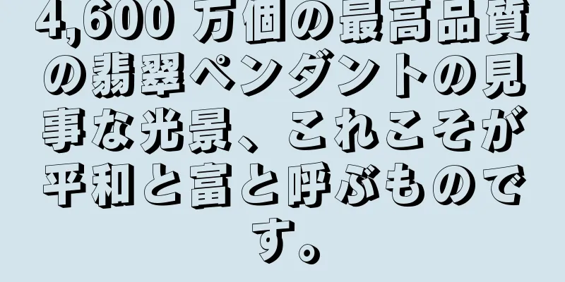 4,600 万個の最高品質の翡翠ペンダントの見事な光景、これこそが平和と富と呼ぶものです。