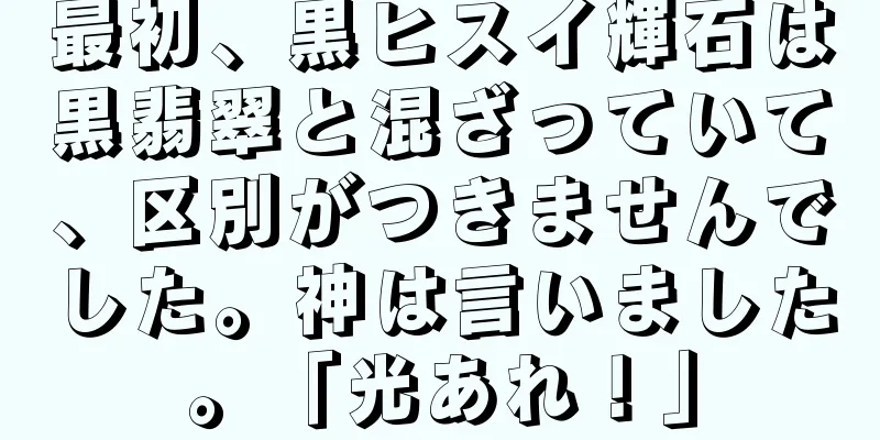 最初、黒ヒスイ輝石は黒翡翠と混ざっていて、区別がつきませんでした。神は言いました。「光あれ！」