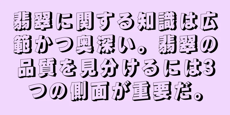 翡翠に関する知識は広範かつ奥深い。翡翠の品質を見分けるには3つの側面が重要だ。
