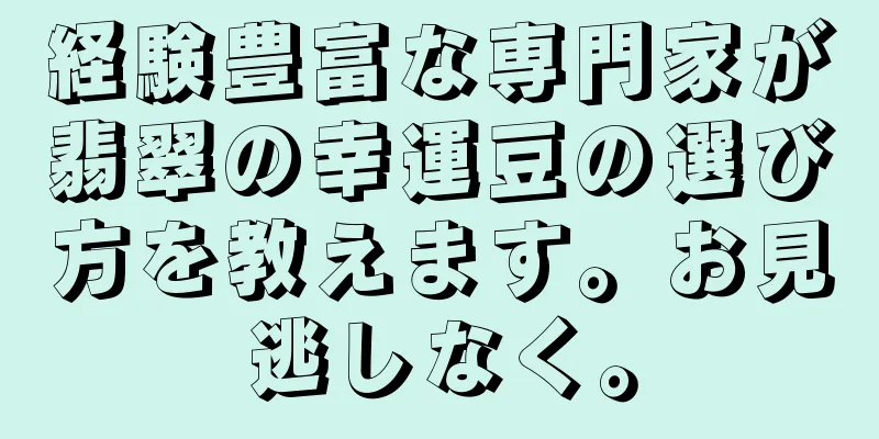 経験豊富な専門家が翡翠の幸運豆の選び方を教えます。お見逃しなく。
