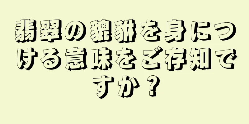 翡翠の貔貅を身につける意味をご存知ですか？
