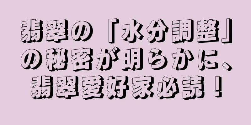 翡翠の「水分調整」の秘密が明らかに、翡翠愛好家必読！