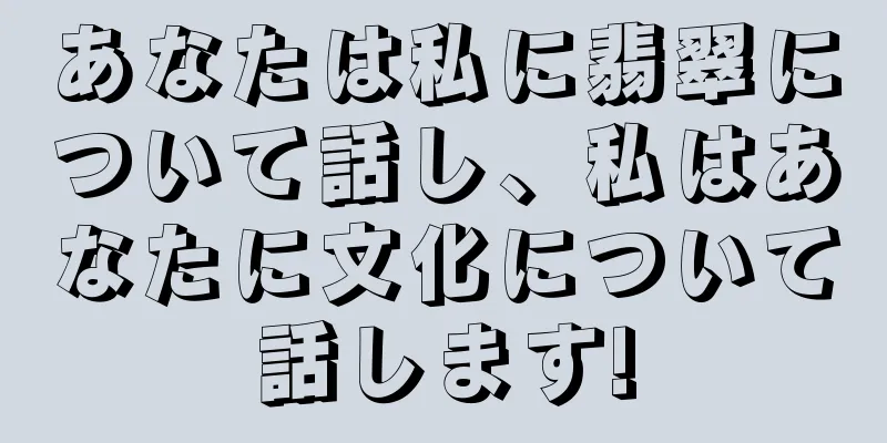あなたは私に翡翠について話し、私はあなたに文化について話します!