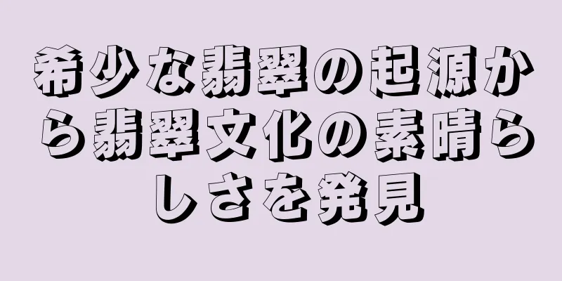 希少な翡翠の起源から翡翠文化の素晴らしさを発見