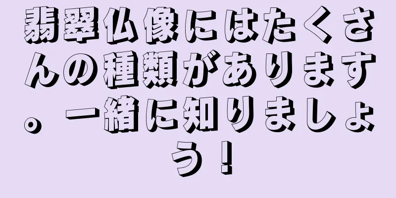 翡翠仏像にはたくさんの種類があります。一緒に知りましょう！