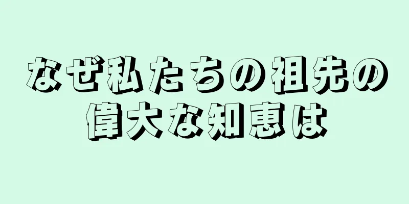 なぜ私たちの祖先の偉大な知恵は