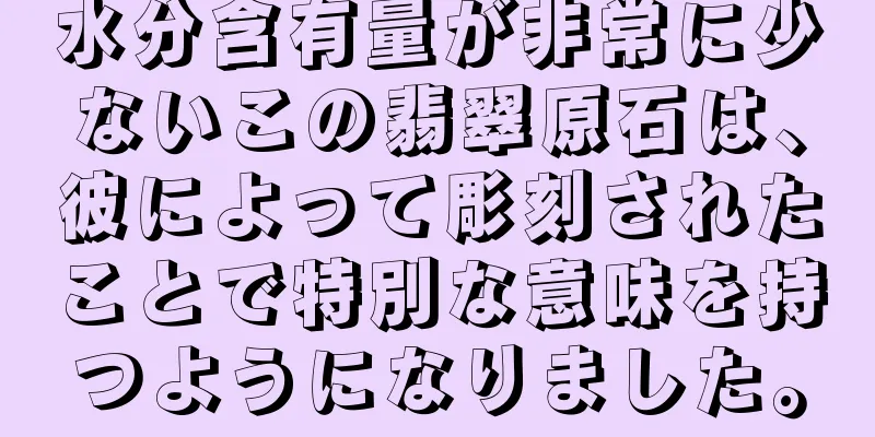 水分含有量が非常に少ないこの翡翠原石は、彼によって彫刻されたことで特別な意味を持つようになりました。