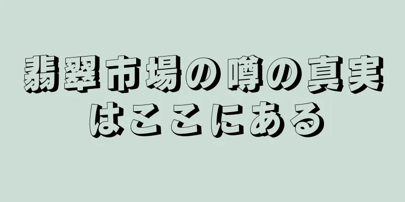 翡翠市場の噂の真実はここにある