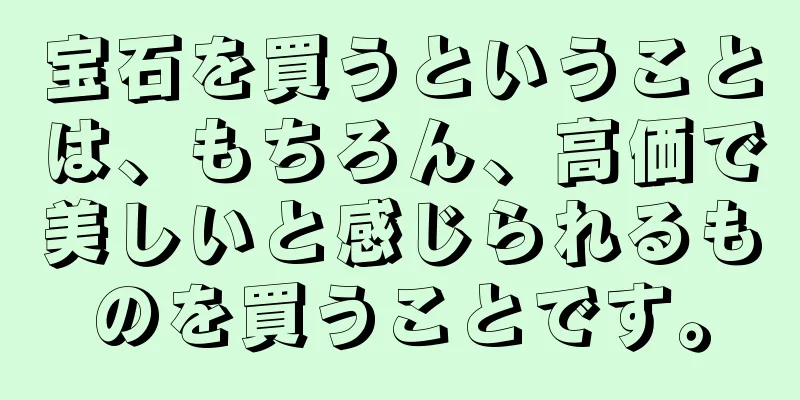 宝石を買うということは、もちろん、高価で美しいと感じられるものを買うことです。