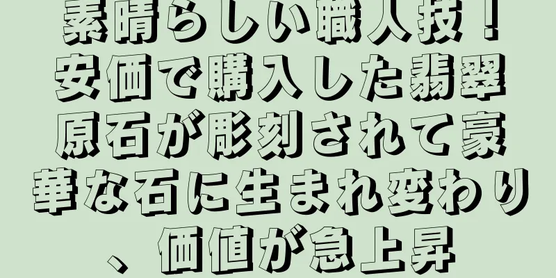 素晴らしい職人技！安価で購入した翡翠原石が彫刻されて豪華な石に生まれ変わり、価値が急上昇