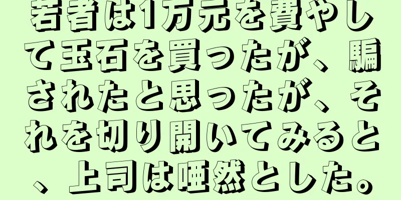 若者は1万元を費やして玉石を買ったが、騙されたと思ったが、それを切り開いてみると、上司は唖然とした。