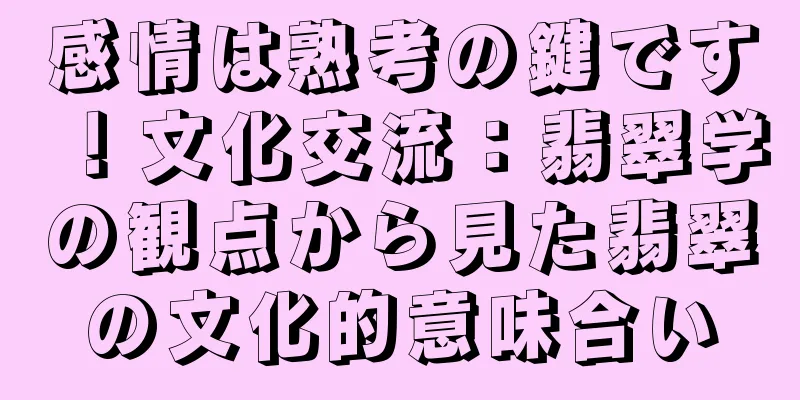 感情は熟考の鍵です！文化交流：翡翠学の観点から見た翡翠の文化的意味合い